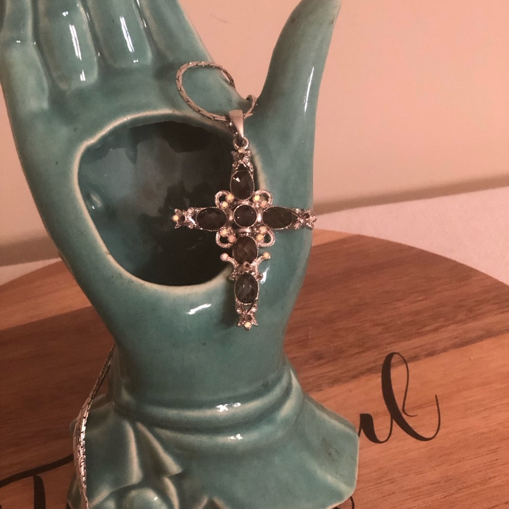 Silvertone Cross And Chain - image 4